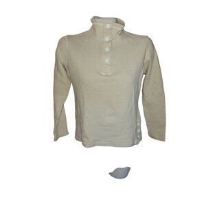 LIV‎ Breathable Striped High-Neck Button Pullover Sweater Side Button Detail